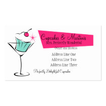 Cupcakes and Martinis in Hot Pink business cards