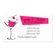 Cupcakes and Martinis in Hot Pink business cards