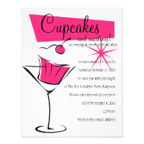 Cupcakes and Martinis in Hot Pink invitations