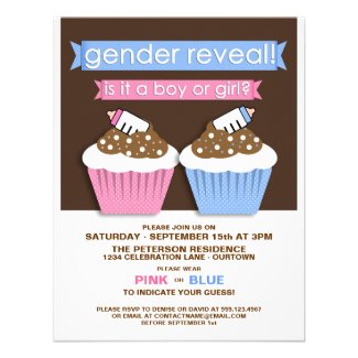 Cupcakes Baby Gender Reveal Party Invitation