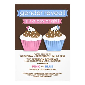 Cupcakes Baby Gender Reveal Party Invitation