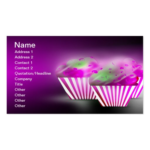 Cupcakes Bakery/Pastry Shop Pink/Purple Business C Business Cards (front side)
