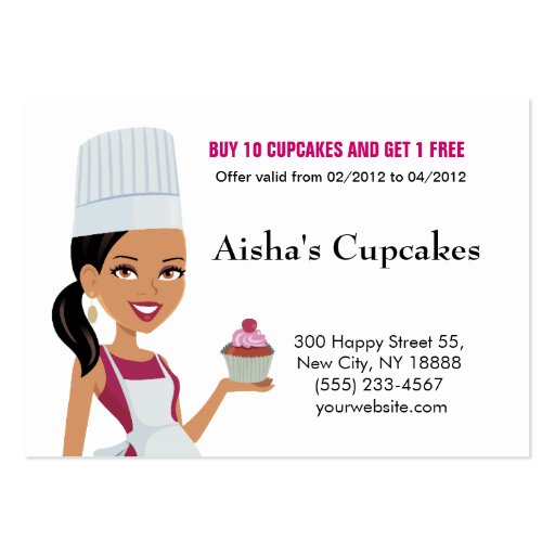 Cupcakes Biz Card with African Am Version Business Card Templates (front side)