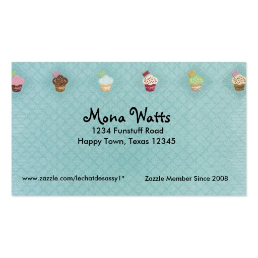 Cupcakes business card (front side)