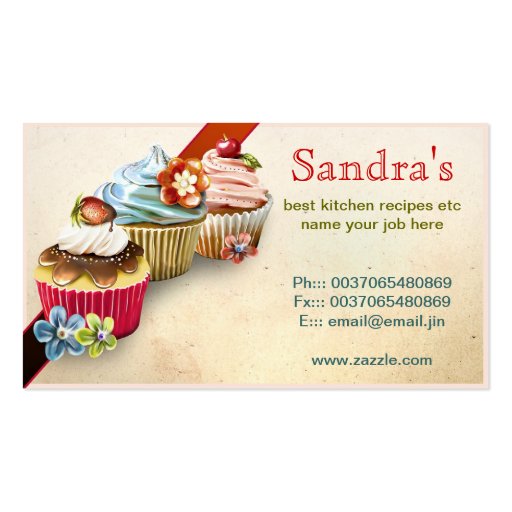 cupcakes business card for bakery (front side)