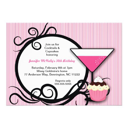 Cupcakes & Cocktails Birthday Party Invite
