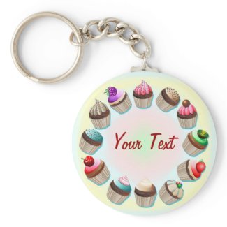 Cupcakes Colorful Circle Keychain