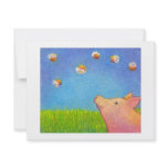 Cupcakes cute dreaming pig fun colorful unique art personalized announcements