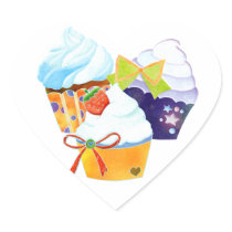 Cupcakes Frenzy Heart Sticker