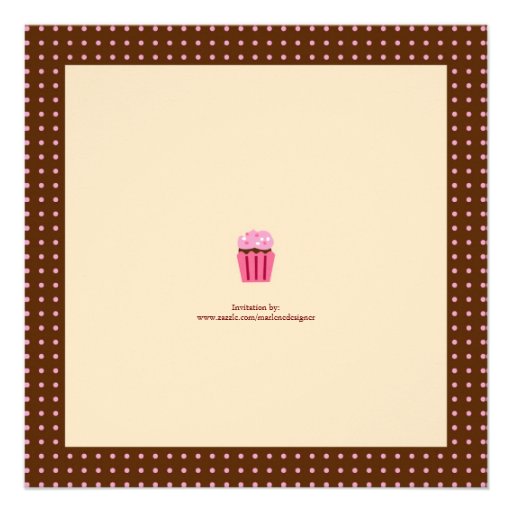 Cupcakes in Pink, Brown and Cream Personalized Invitations