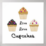 Cupcakes Live Love Posters