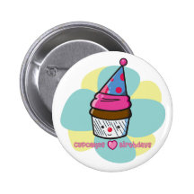 Cupcakes Love Birthdays Button