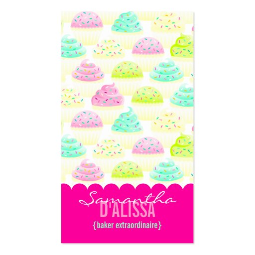 Cupcakes N Sprinkles Custom Vertical Business Card (front side)