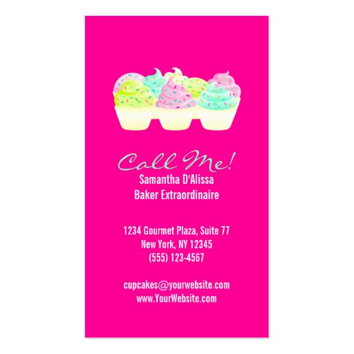 Cupcakes N Sprinkles Custom Vertical Business Card (back side)