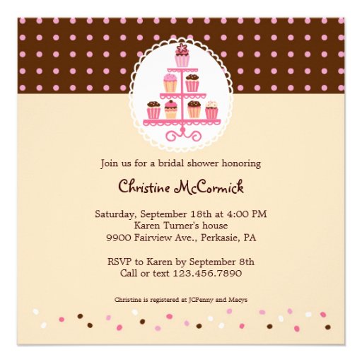 Cupcakes on a Stand (Brown/Cream) Announcements
