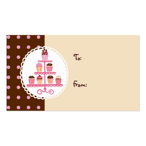 Cupcakes on a Stand (Brown/Cream) Business Card (front side)