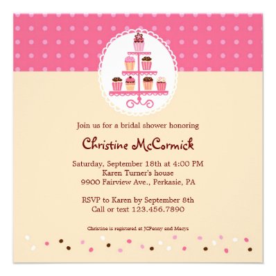 Cupcakes on a Stand (Pink / Cream) Invitation