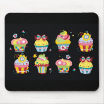Cupcakes on Black mousepads