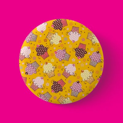 Cupcakes on Gold Pin Zazzle_button Cupcakes on Gold Pin Zazzle_button