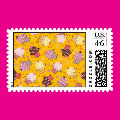 Cupcakes on Gold Stamps Zazzle_stamp