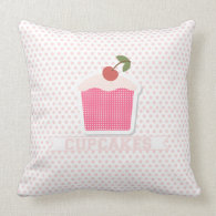 Cupcakes & Polka Dot Pillow