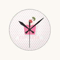 Cupcakes & Polka Dots Clock wall clocks