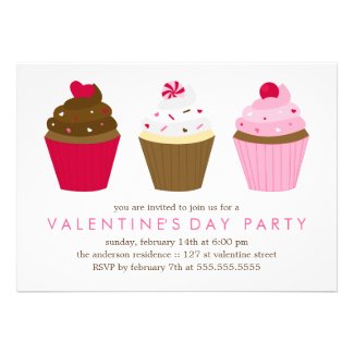 Cupcakes Valentines Day Party Custom Invitations