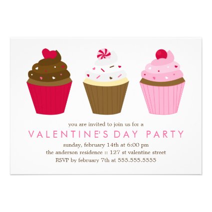 Cupcakes Valentines Day Party Custom Invitations
