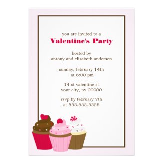 Cupcakes Valentines Day Party Personalized Invitation