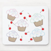 Cupcakes with Pastel Sprinkles & Cherries mousepads by DoodleBugTees Cupcakes with Pastel Sprinkles & Cherries mousepads