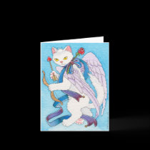 Cupid cat notecard