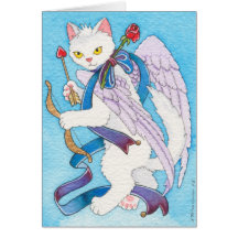 Cupid cat notecard
