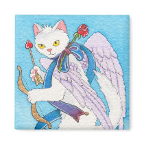 Cupid cat square magnet magnets