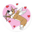 Cupid Corgi Stickers by MenagerieMayhem Cupid Corgi Stickers