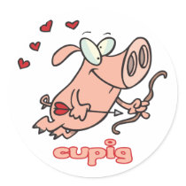 Cupid "Cupig" Valentines Day design stickers