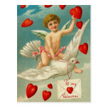Cupid Delivering Hearts on a Dove Postcard