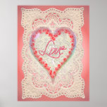 CUPID HEARTS ROSES & LACE by SHARON SHARPE posters