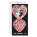 CUPID LACE HEART  , pink red  black Photo Card Template
