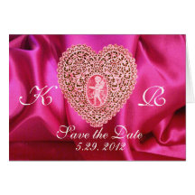 CUPID LACE HEART SILK FUCHSIA CLOTH , Pink Red Cards