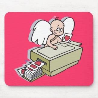 Cupid Makin Copies Valentine Mouse Pad
