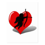 Cupid Silhouette & Heart Post Card