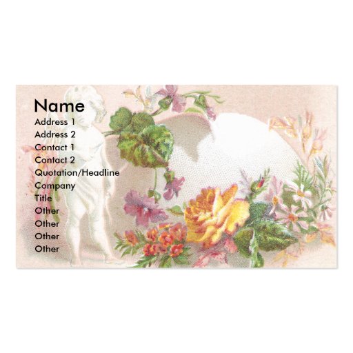 Cupid Statue and Flowers Victorian Trade Card Business Card Templates (front side)