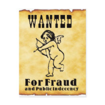 Cupid Wanted Poster postcards