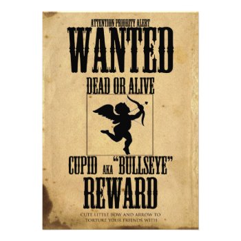 Cupid Wanted Poster Valentine Day Party Invitation