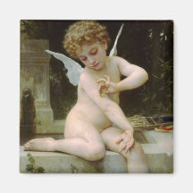 Cupid With a Butterfly by William Bouguereau Magnets