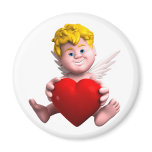 Cupid with heart refrigerator magnet