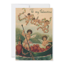 Cupids in a Boat invitations by YesterdayCafe Cupids in a Boat invitations