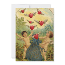 Cupids with Flying Hearts invitations