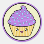 Cuppy Cake Purple Kawaii Round Stickers
