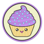 Cuppy Cake Purple Kawaii Round Stickers